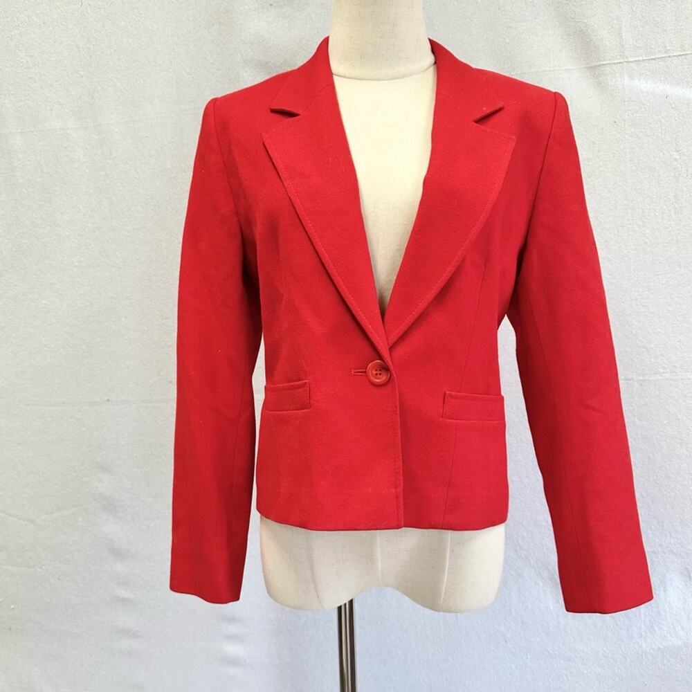Vintage Pendleton Red 100% Virgin Wool Blazer Size 8P Petite One Button Lined - Picture 13 of 13